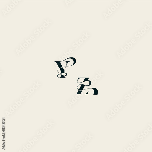 ZY letter wedding monogram elegant fancy curve logo bold and hairline initial