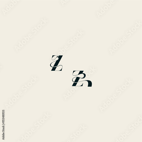 ZZ letter wedding monogram elegant fancy curve logo bold and hairline initial