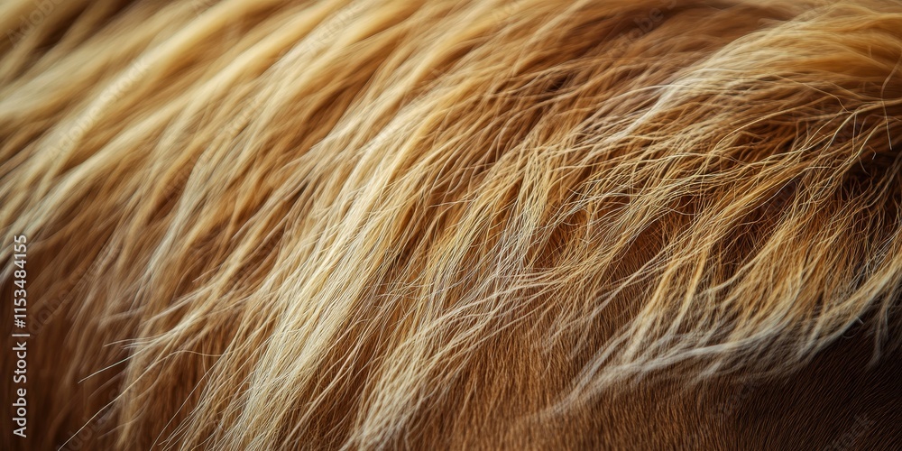 Fototapeta premium Close up of a baby horse mane, showcasing the intricate details of foal hair. This image captures the softness and texture of the baby horse mane in a stunning way.