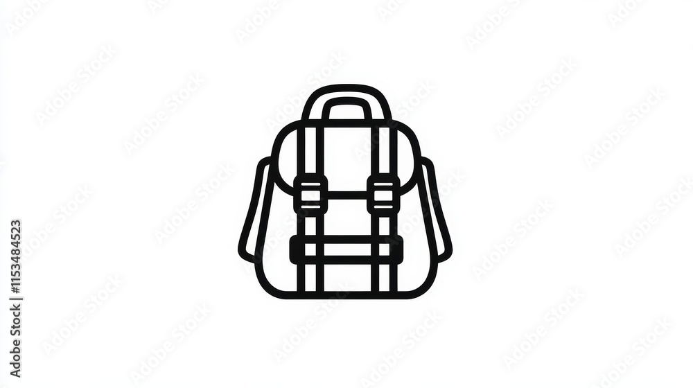 Minimalistic Black Outline of a Backpack Icon for Graphic Design Minimalistic Black Outline of a Backpack Icon for Graphic Design