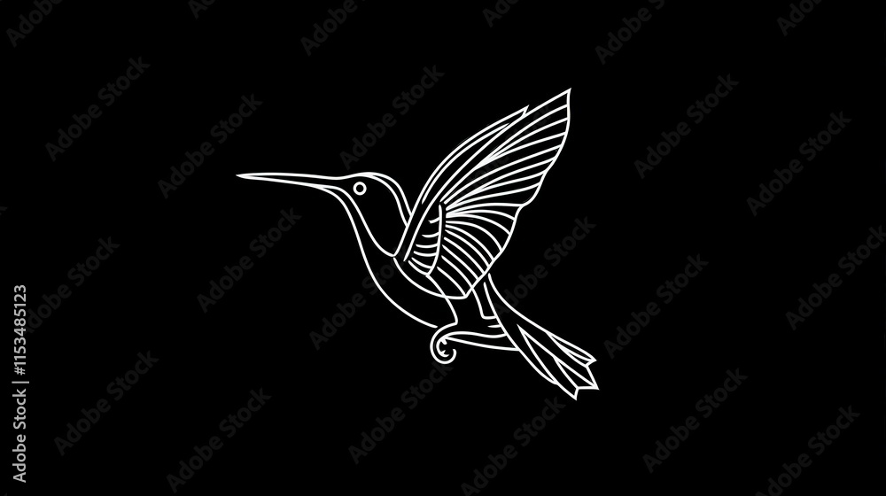 Fototapeta premium Elegant Outline of a Hummingbird in Minimalist Style Design