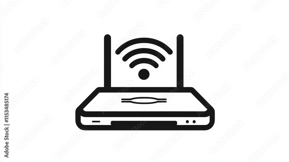 Wireless Router Icon with Signal Waves for Internet Connectivity Wireless Router Icon with Signal Waves for Internet Connectivity