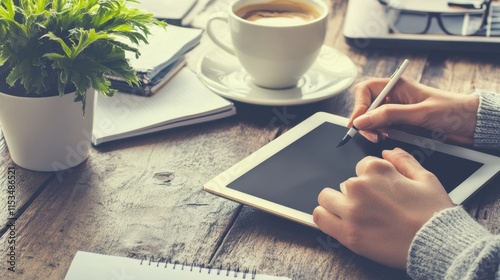The Tablet with Coffee Moment