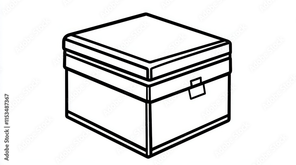 Simple Black and White Illustration of a Square Storage Box Simple Black and White Illustration of a Square Storage Box