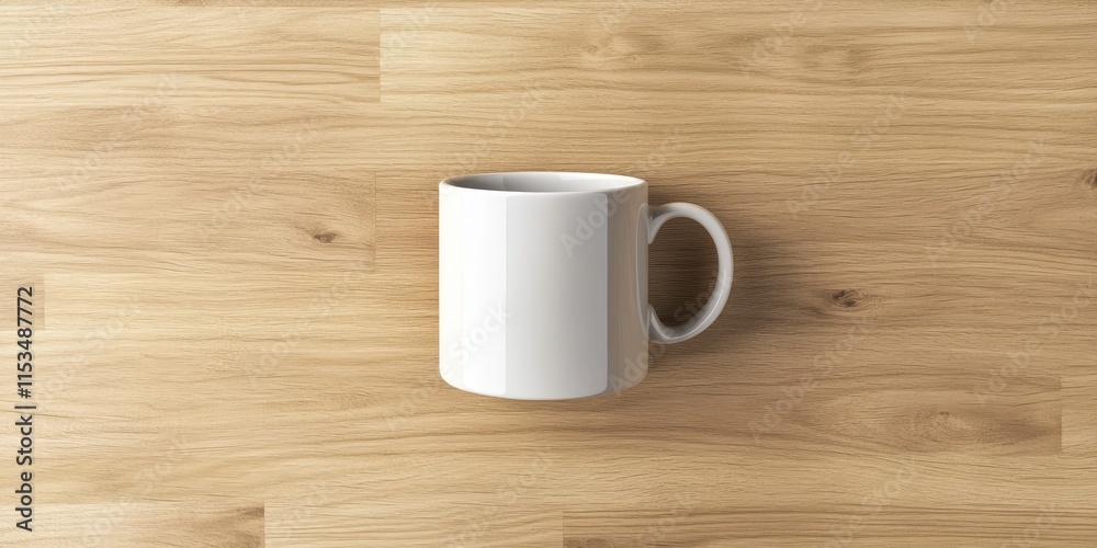 A top down view of a coffee mug mock up placed on a wooden surface, clearly showcasing the mug against the natural wood background in isolation. A top down view of a coffee mug mock up placed on a wooden surface, clearly showcasing the mug against the natural wood background in isolation.
