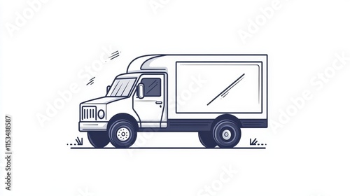 Sketch of Delivery Truck with Blank Cargo Space for Customization