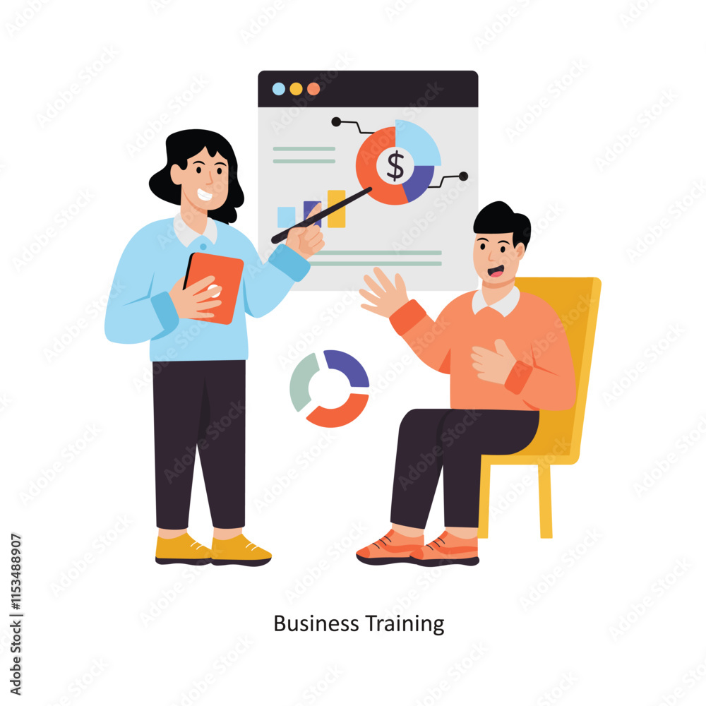  Business Training concept vector illustration. Business Collaboration isolated on white Background.