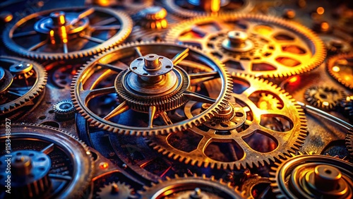 Wallpaper Mural Long Exposure Clockwork Gears Abstract Photography - Steampunk Industrial Background Torontodigital.ca