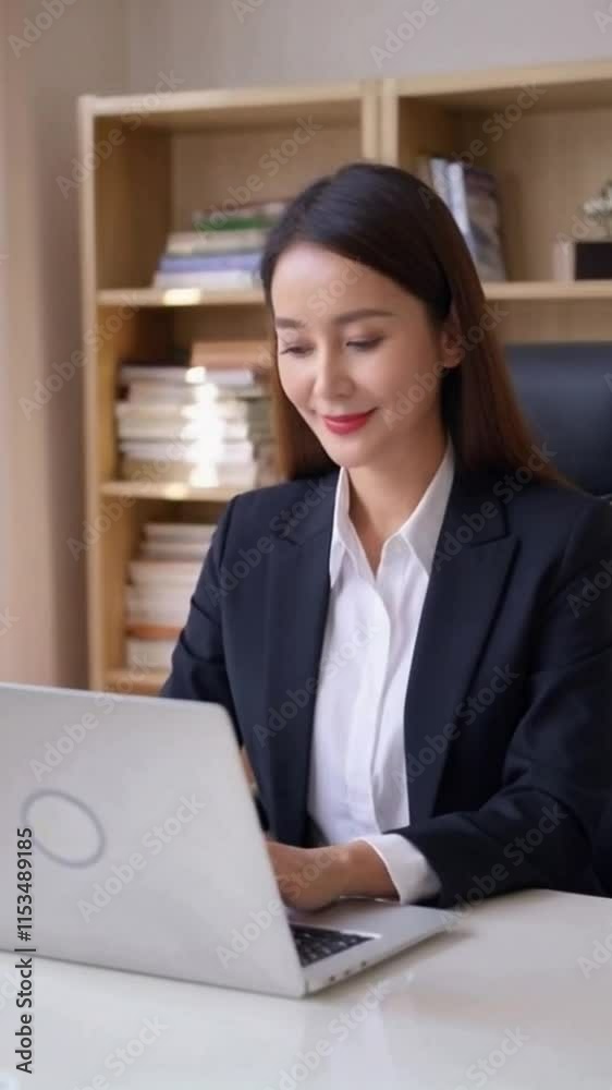 Asian business woman working in her office Asian business woman working in her office