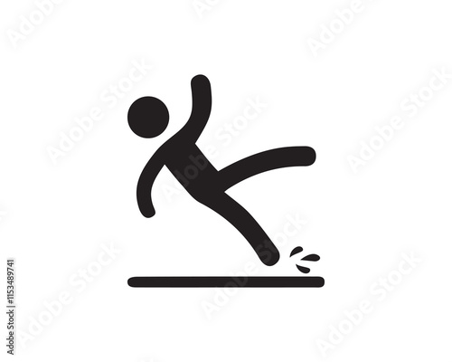 Slippery floor icon.. Wet Floor Sign.. Fall falling danger accident sign.. Vector