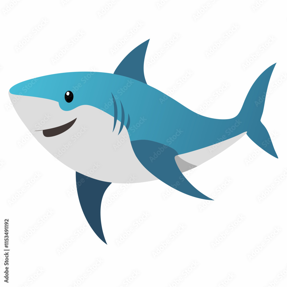 Obraz premium Great White Shark Colorful On White Background