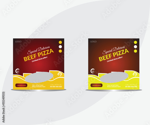 Square Special Pizza Flyer For Marketing Purposes, Restaurant Banner, Restaurant Flyer, Restaurant Poster, Food Banner, Food Poster, Food Flyer, Advertisement Flyer, Ads Flyer