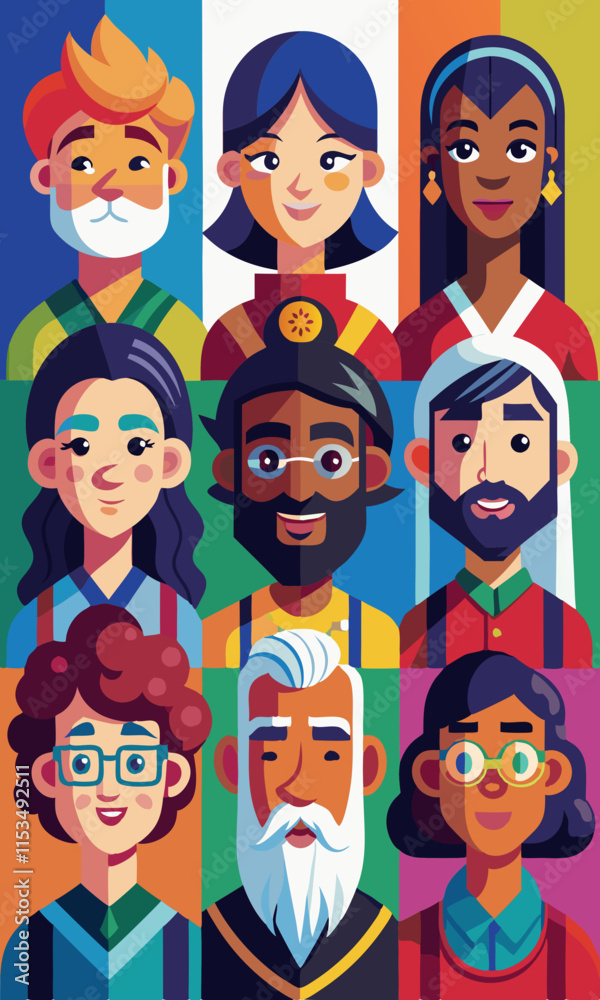 Diverse group of people expressing different emotions, vector illustration. Faces showing happiness, sadness, and surprise in various styles and colors.
Diverse group of people expressing different emotions, vector illustration. Faces showing happiness, sadness, and surprise in various styles and colors.