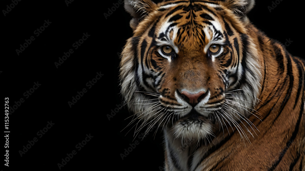 Fototapeta premium Portrait of a Tiger with a black background