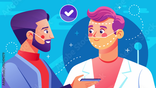 Patient receiving plastic surgery consultation for beauty or scar removal. Cosmetic surgery consultation for skin improvement and beauty enhancement