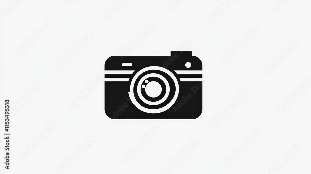 Simple Black Camera Icon on Light Background for Graphic Design Simple Black Camera Icon on Light Background for Graphic Design