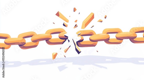 Broken Chain Illustration Symbolizing Freedom and Release from Restraints