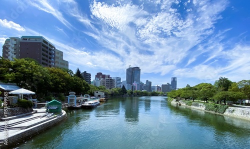 The Serene Lake View of Hiroshima Peace Memorial Park, Japan photo