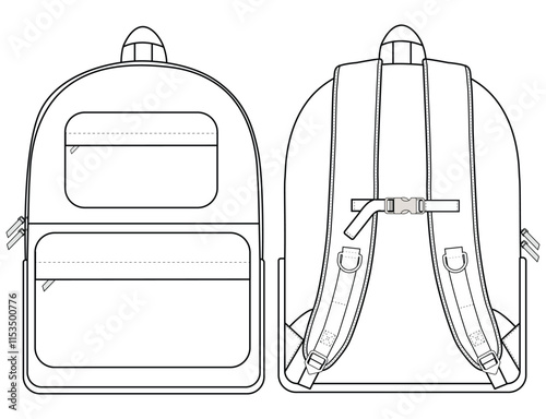 Backpack silhouette technical vector illustration design