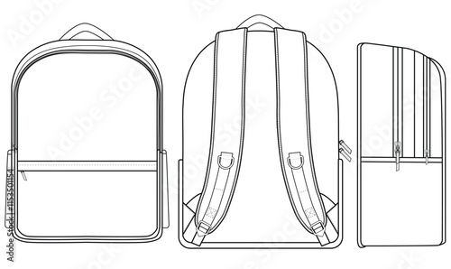 Backpack silhouette technical vector illustration design