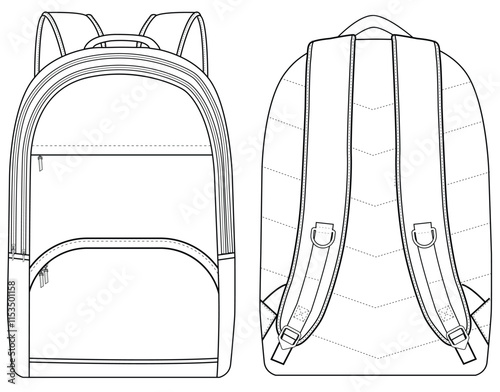 Backpack silhouette technical vector illustration design