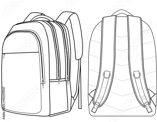 Backpack silhouette technical vector illustration design