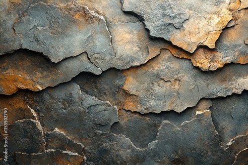 Stone texture showcases rich palette of grays and earthy tones with unique layering