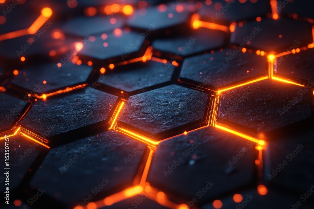 Glowing hexagons create a vibrant virtual texture with captivating patterns and colors Glowing hexagons create a vibrant virtual texture with captivating patterns and colors