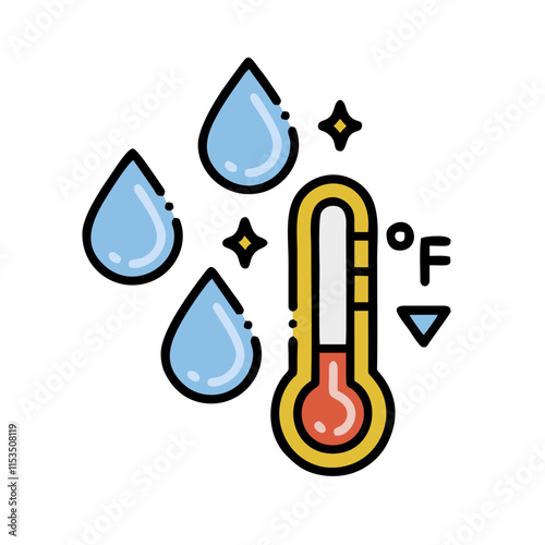 thermometer with a drop of water on a white background