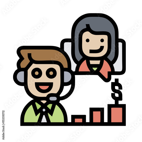 set of funny cartoon manager