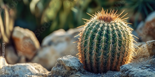 Close up texture of cactus showcases the unique and intricate details of the cactus plant within a beautiful botanic garden setting, highlighting the cactus s fascinating features. photo