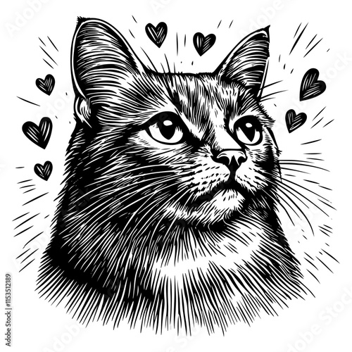 cat with hearts valentine vector love ceremony cute nature