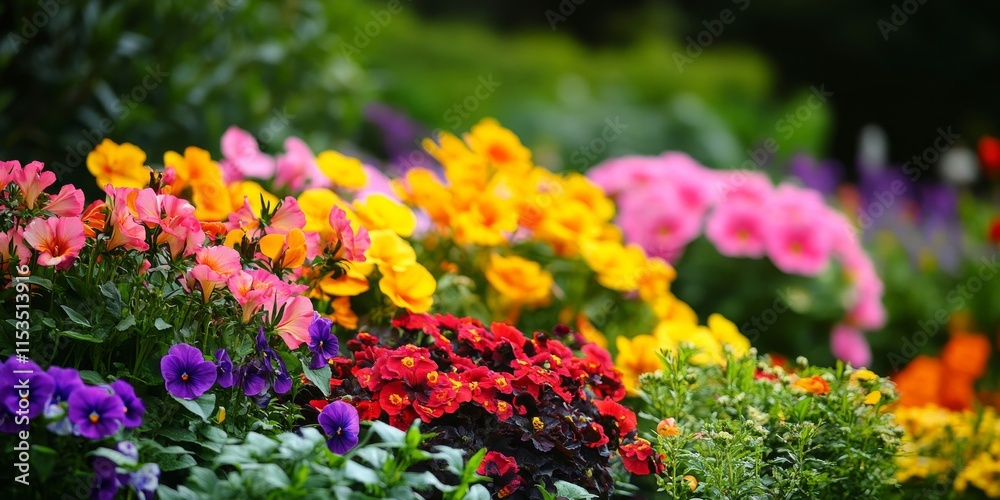 Obraz premium Vibrant flowers in a beautiful garden showcase the exceptional quality of flowers, creating a stunning visual experience that highlights the beauty and diversity of flower varieties in nature.