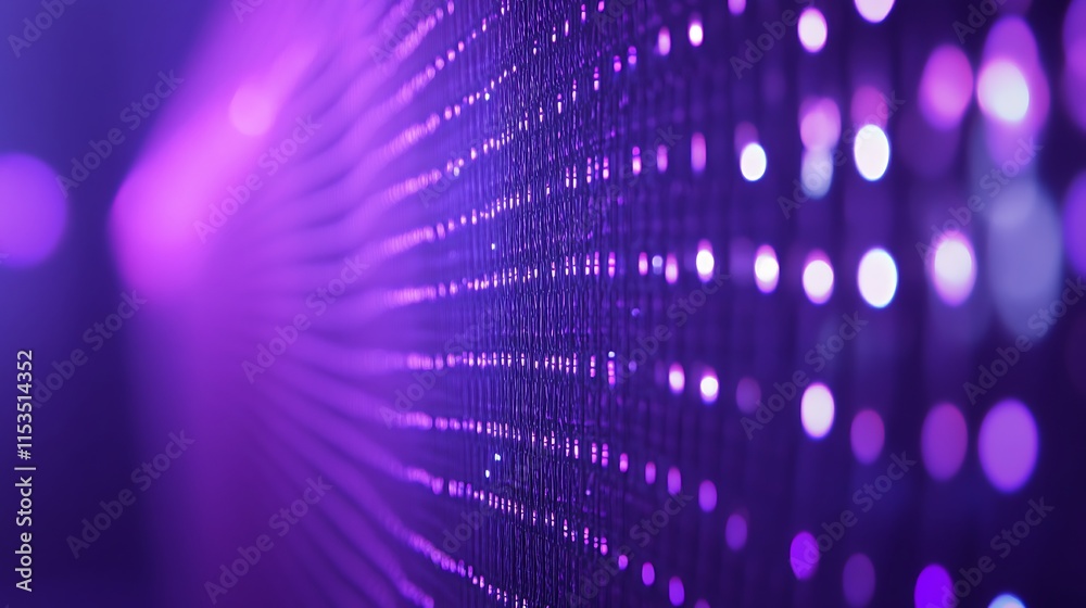 Obraz premium Vibrant Purple LED Lights Glimmering in Dark Setting: Close-Up Photo. AI Generated