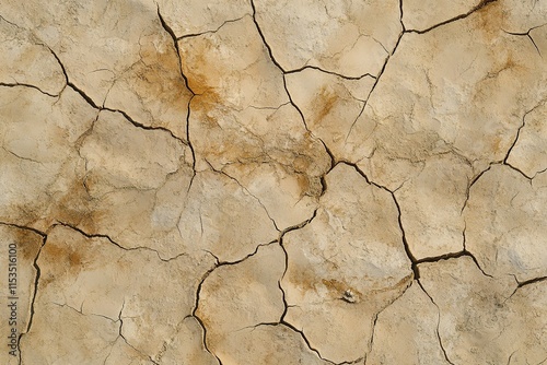 dry and cracked sand texture showcasing effects of drought in earthy tones of beige and brown photo