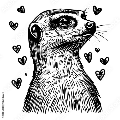 lemur with hearts love vector nature animal