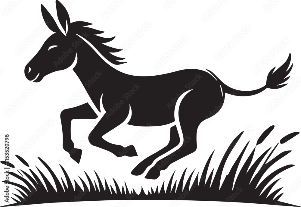 Fototapeta premium Running donkey silhouette
