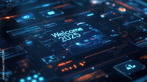 Futuristic Tech Interface for 2025 Welcome Theme