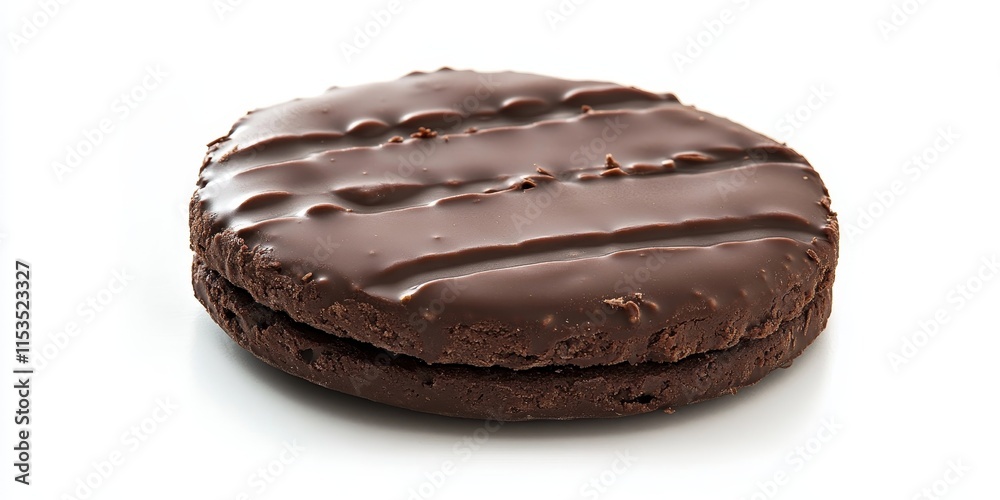 Chocolate biscuit displayed in isolation against a white background, showcasing the delicious appeal of a chocolate biscuit that is perfect for snacking or dessert.