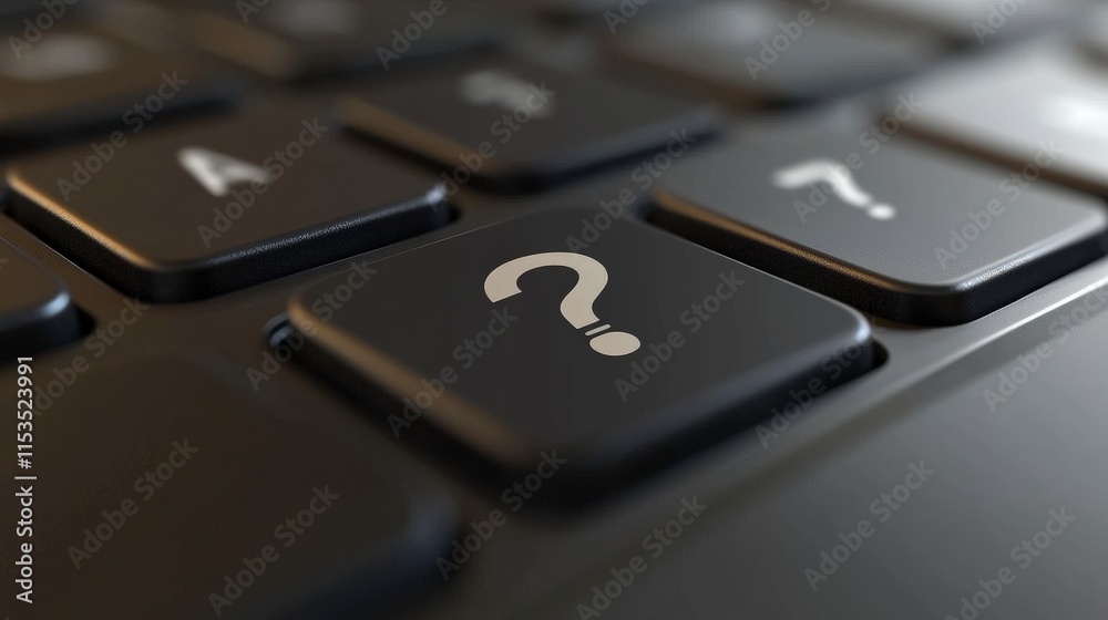 Close-Up of a Black Keyboard Key Featuring a Question Mark Symbol Close-Up of a Black Keyboard Key Featuring a Question Mark Symbol