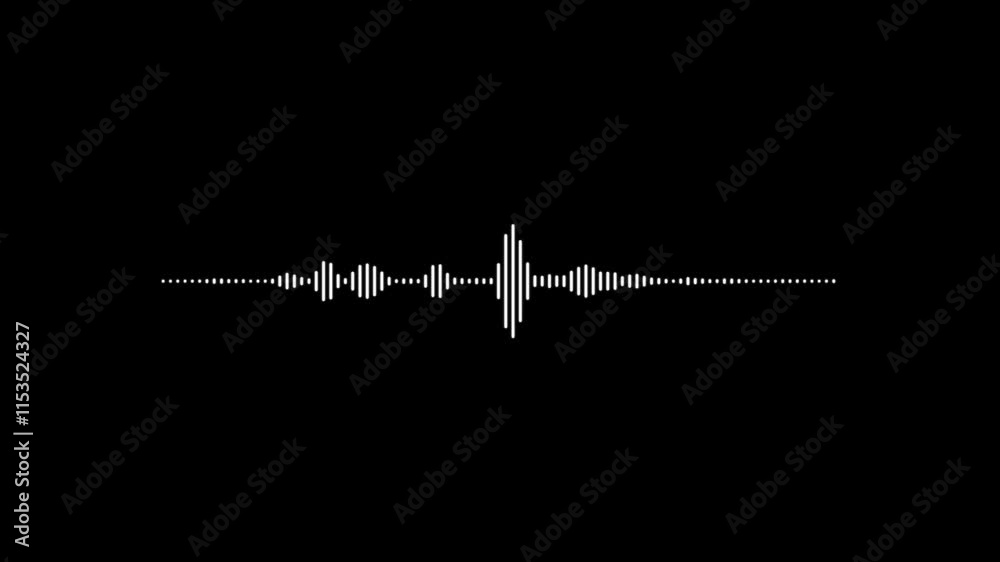 White audio waveform spectrum animation. Alpha channel, spectrum audio animation, Wave form Audio isolated on transparent background.
