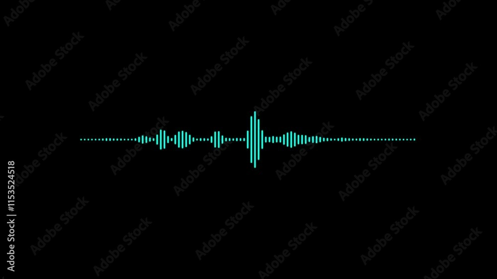 White audio waveform spectrum animation. Alpha channel, spectrum audio animation, Wave form Audio isolated on transparent background.