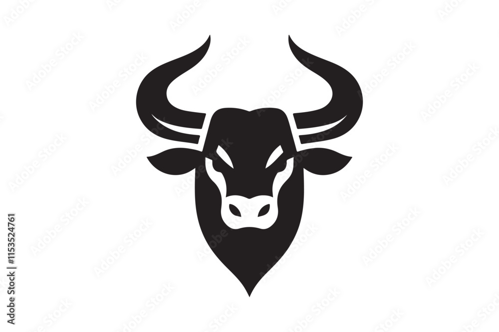 Bold Bull Head Silhouette Logo Design Bold Bull Head Silhouette Logo Design