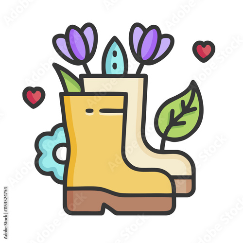 gardening tools and flowers