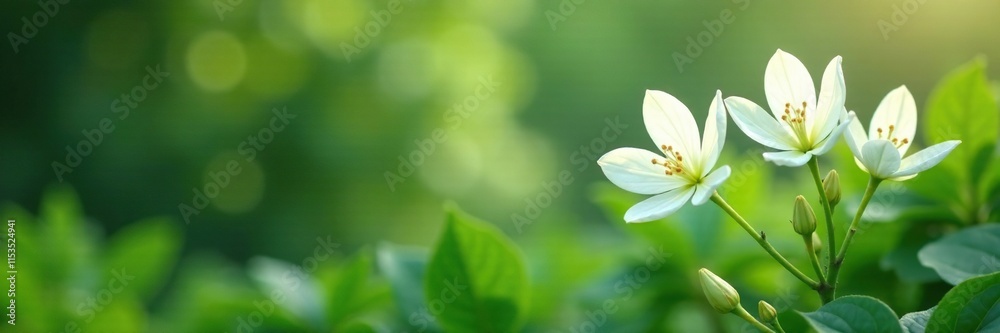 Delicate white jade vine flowers blooming in a serene garden, petals, delicate Delicate white jade vine flowers blooming in a serene garden, petals, delicate