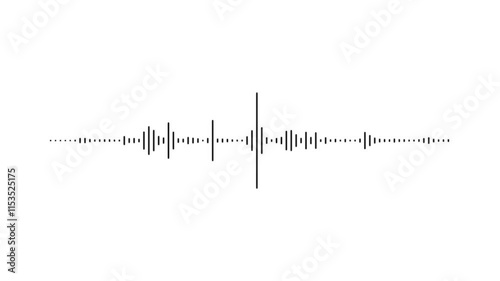 Black audio waveform spectrum animation. Alpha channel, spectrum audio animation, Wave form Audio isolated on transparent background.