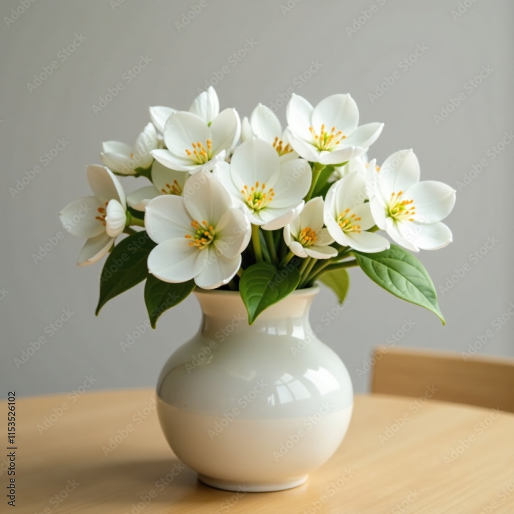 A vase filled with white flowers and placed on a wooden table, white, blossoms, decorative A vase filled with white flowers and placed on a wooden table, white, blossoms, decorative