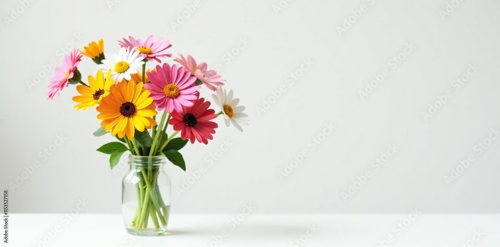 Wildflower arrangement with a few stems in a vase on white, floral, summer, delicate Wildflower arrangement with a few stems in a vase on white, floral, summer, delicate