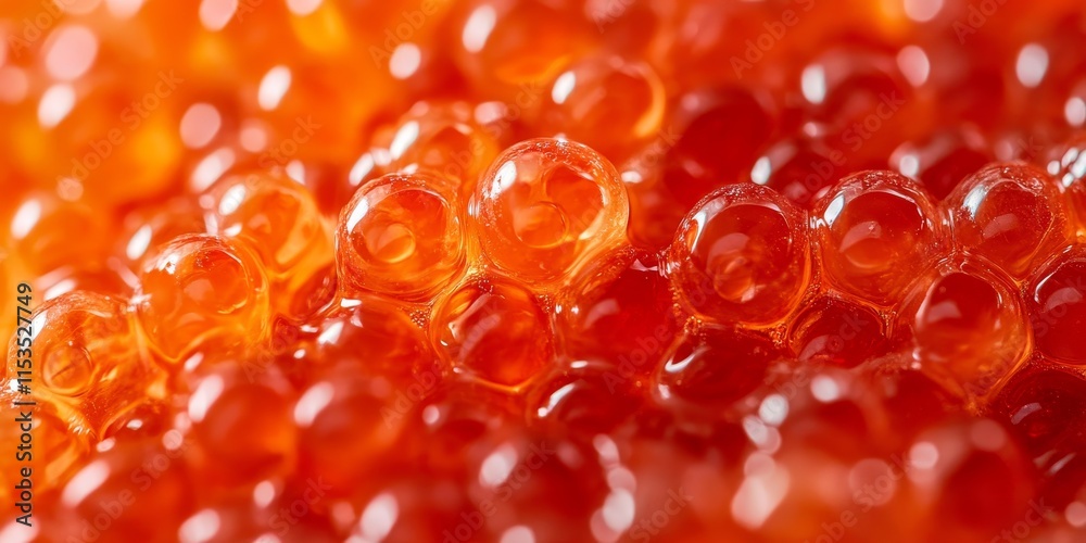 Close up of red caviar, showcasing the rich texture and vibrant color, perfect for food backgrounds and macro photography. Experience the exquisite details of red caviar in this macro picture. Close up of red caviar, showcasing the rich texture and vibrant color, perfect for food backgrounds and macro photography. Experience the exquisite details of red caviar in this macro picture.
