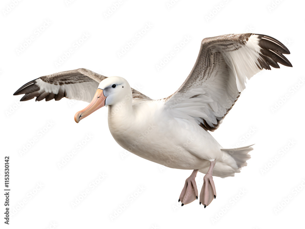 Obraz premium a white and black bird with its wings spread